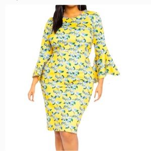 NWT Eloquii Midi Dress Bell Sleeves Plus Size